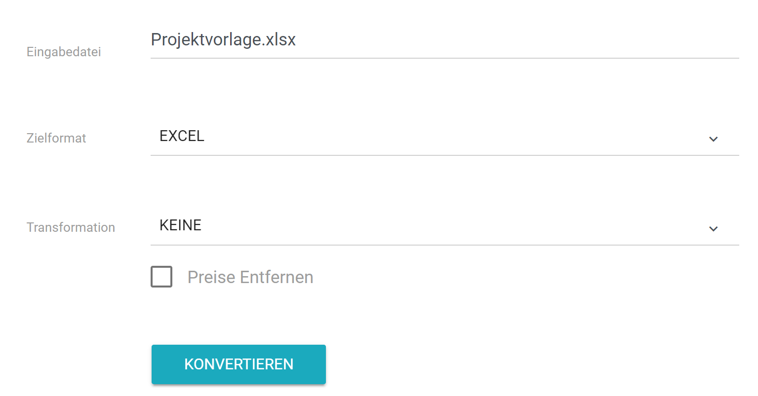 Konvertierung Excel zu Excel