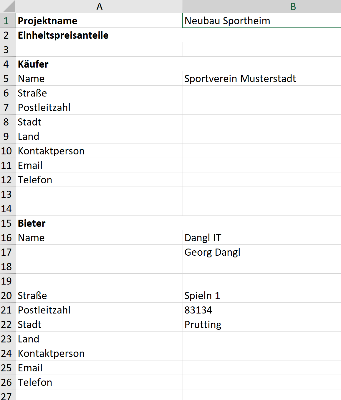 Projektinfo Ausgefüllt
