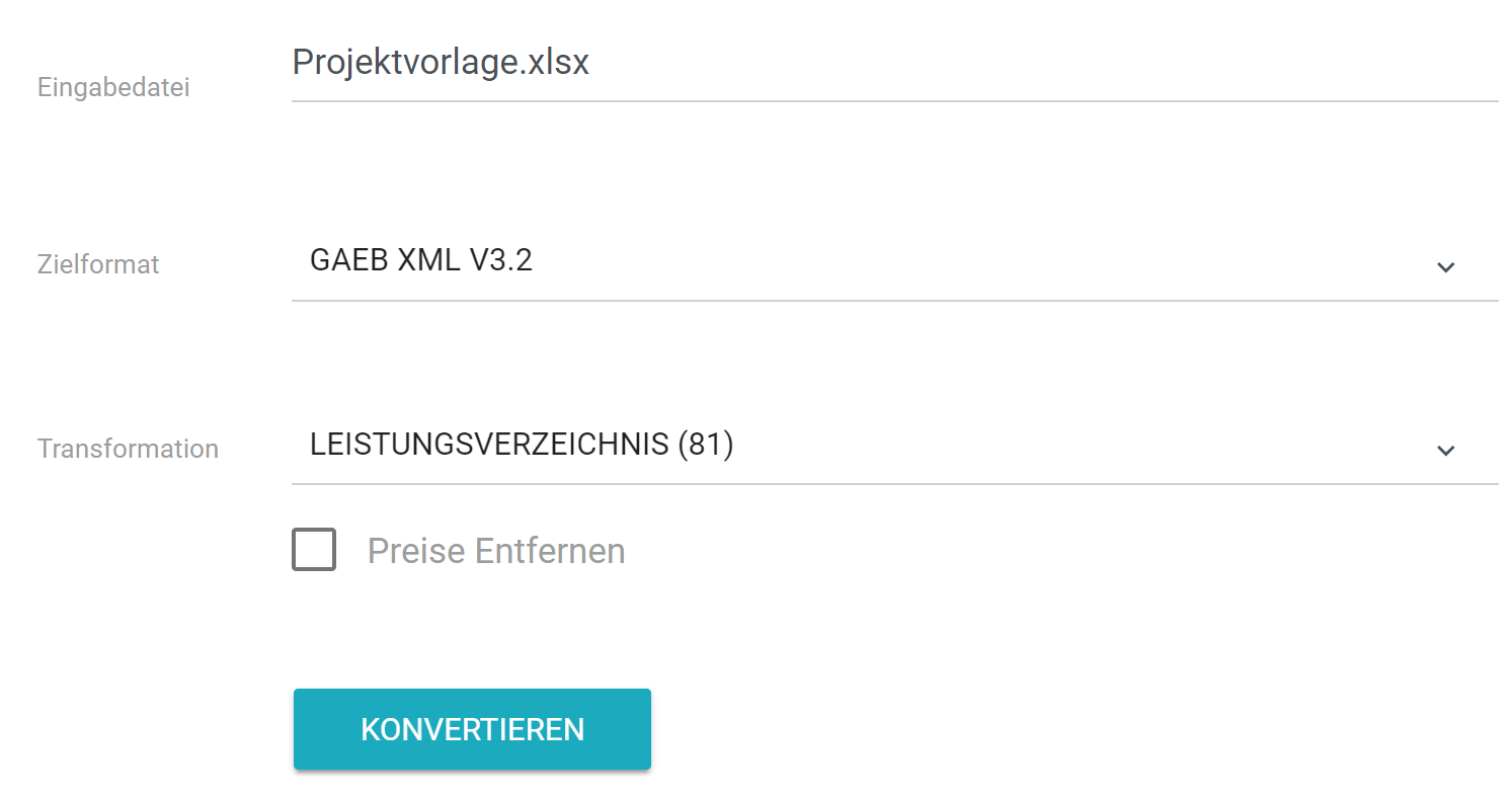 Export nach GAEB